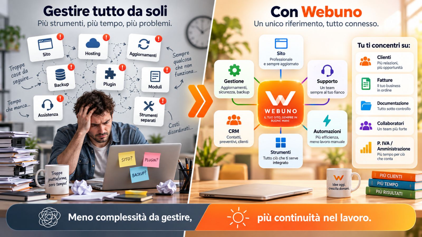 Aggiornamenti. Backup. Sicurezza. Modifiche. Dominio. Moduli. Problemi tecnici